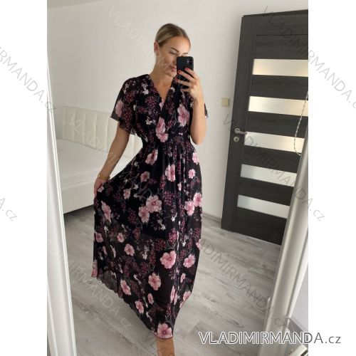 Šaty dlouhé elegantní dámské (uni s/m M/L) POLSKá MODA PMF22FLOWER