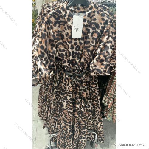 Šaty dlouhé leopardí dlouhý rukáv dámské (S/M ONE SIZE) ITALSKÁ MÓDA IMM22BR1100