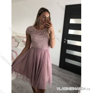 Šaty společenské elegantní plesové krátké bez rukávu dámské krajka (S/M ONE SIZE) ITALSKá MóDA IM922919