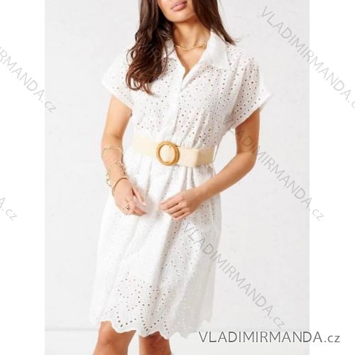 Šaty elegantní dlouhý rukáv dámské (S/M ONE SIZE) ITALSKÁ MÓDA IMM211535 S/M white