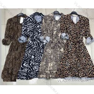 Šaty dlouhé košilové dlouhý rukáv dámské leopard (S/M/L ONE SIZE) ITALSKÁ MÓDA IMWA223030