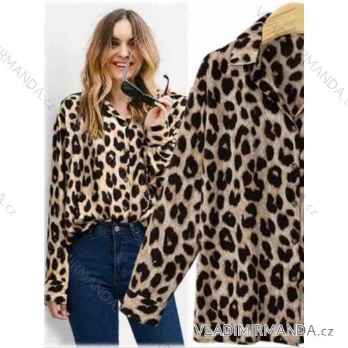 Košile dlouhý rukáv dámská leopard (S/M/L ONE SIZE) ITALSKÁ MÓDA IMWE223047