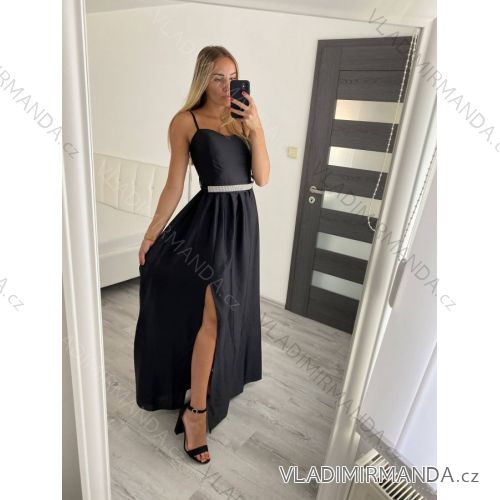 Šaty dlouhé elegantní letní na ramínka dámské (S/M ONE SIZE) ITALSKÁ MÓDA IMM2222611LS