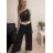 Tílko crop top bez rukávu dámské (S/M ONE SIZE) ITALSKÁ MÓDA IMPBB22B10673/DR Černá S/M