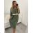 Women's Long Sleeve Belted Dress (L/XL/2XLONE SIZE) ITALIAN FASHION IMPSH246060 Green Khaki S/M