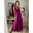 Long summer satin dress with straps women with belt (UNI S / M) ITALIAN FASHION IMM22INFINITE