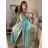 Long summer satin dress with straps women with belt (UNI S / M) ITALIAN FASHION IMM22INFINITE