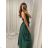 Long summer satin dress with straps women with belt (UNI S / M) ITALIAN FASHION IMM22INFINITE