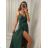 Long summer satin dress with straps women with belt (UNI S / M) ITALIAN FASHION IMM22INFINITE