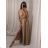 Long summer satin dress with straps women with belt (UNI S / M) ITALIAN FASHION IMM22INFINITE
