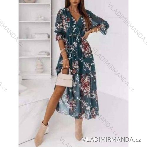 Women's Long Chiffon Long Sleeve Dress (S/M ONE SIZE) ITALIAN FASHION IMWD223346