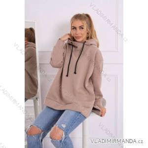 Dark beige insulated sweatshirt with a side zipper