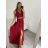 Women's elegant evening dress with straps (S/M ONE SIZE) ITALIAN FASHION IMM22fs52571/DR dark pink