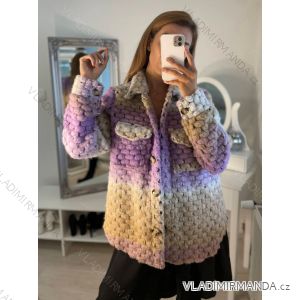 Kabát vlněný krátký dlouhý rukáv dámský (S/L ONE SIZE oversize) ITALSKÁ MÓDA IMM21239b