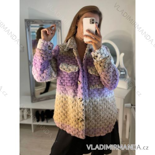 Kabát vlněný krátký dlouhý rukáv dámský (S/L ONE SIZE oversize) ITALSKÁ MÓDA IMM21239b