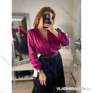 Body alá halenka elegantní saténové  dlouhý rukáv dámské (S/M ONE SIZE) ITALSKÁ MÓDA IMM22LS17519