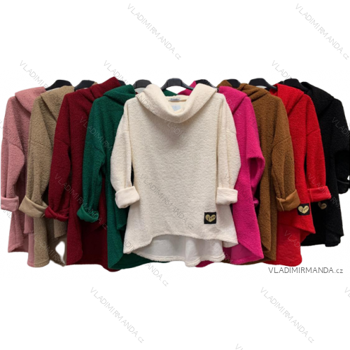 Long Sleeve Hooded Long Sleeve Women's Plus Size (XL/2XL ONE SIZE) ITALIAN FASHION IMC22587