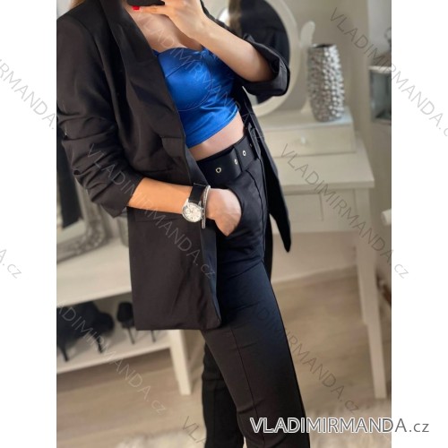 Kalhoty elegantní dlouhé dámské (S-XL) ITALSKÁ MÓDA IMM22MS12085C/DR Černá XL