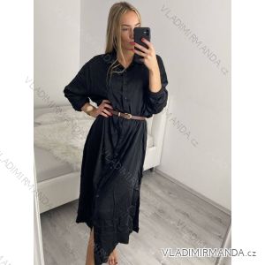 Šaty dlouhé košilové s páskem dlouhý rukáv dámské (L/XL/2XLONE SIZE) ITALSKÁ MÓDA IMPBR22A4895-R9