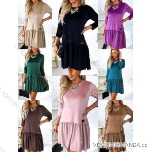 Šaty teplé sametové dlouhý rukáv dámské (S/M ONE SIZE) ITALSKá MODA IMD22955