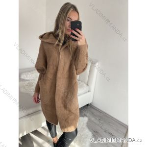 Kabát alpaka s kapucí dámský nadroměr (XL/2XL ONE SIZE) ITALSKÁ MÓDA IMD22918