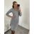 Šaty elegantní dlouhý rukáv dámské (S/M ONE SIZE) ITALSKÁ MÓDA IMWB22320/DR béžová S/M