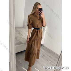 Šaty košilové dlouhý rukáv dámské (S/M ONE SIZE) ITALSKÁ MÓDA IMPBR22H1770-R7