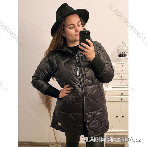 Bunda oversize s kapucí dámská nadrozměr (XL/2XL ONE SIZE) ITALSKÁ MÓDA IM422726