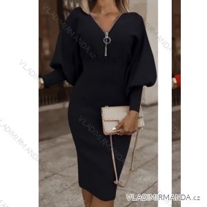 Šaty elegantní dlouhý rukáv dámské (S/M ONE SIZE) ITALSKÁ MÓDA IMWB22358