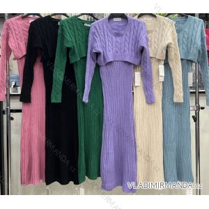 Šaty pletené dlouhý rukáv dámské (S/M-L/XL) ITALSKÁ MÓDA IMWB22366