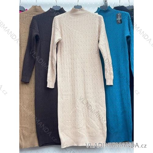 Women's Long Knitted Long Sleeve Dress (S/M/L ONE SIZE) ITALIAN FASHION IMWD223669