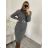 Women's Long Sleeve Turtleneck Knitted Dress (S/M ONE SIZE) ITALIAN FASHION IMWAA223600 S/M Brown