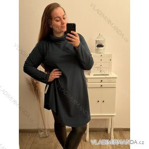 Šaty dlouhý rukáv dámské nadrozměr (XL/2XL/3XL ONE SIZE) ITALSKá MóDA IM422RINI