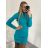 Women's Long Knitted Turtleneck Short Sleeve Dress (S/M ONE SIZE) ITALIAN FASHION IMM22FD51751