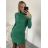 Women's Long Knitted Turtleneck Short Sleeve Dress (S/M ONE SIZE) ITALIAN FASHION IMM22FD51751