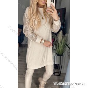 Šaty elegantní třpytivé s flitry dlouhý rukáv dámské (S/M ONE SIZE) ITALSKÁ MÓDA IMWKK2222736A