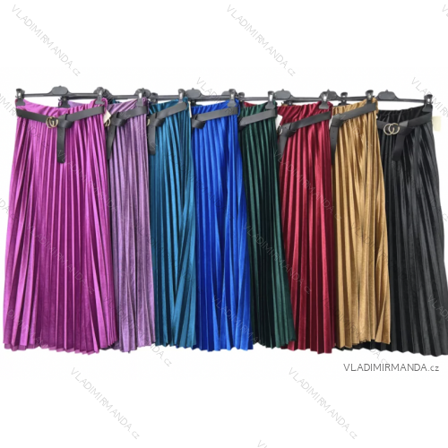 Sukně dlouhá skládaná s páskem dámská (S/M ONE SIZE) ITALSKÁ MÓDA IMPLM22822800095