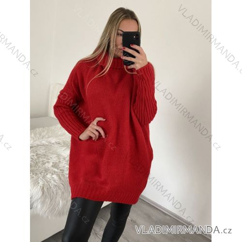 Svetr prodloužený oversize dlouhý rukáv dámské (XL/2XL ONE SIZE) ITALSKÁ MÓDA IMWG218508 XL/2XL Black