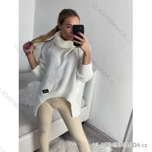 Svetr pletený oversize s rolákem dlouhý rukáv dámský (S/M/L ONE SIZE) ITALSKÁ MÓDA IMWC223673