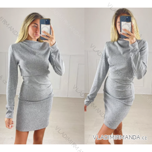 Šaty elegantní dlouhý rukáv dámské (S/M ONE SIZE) ITALSKÁ MÓDA IMPBB22S3749