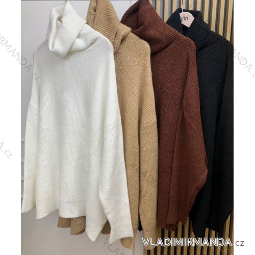 Women's Long Sleeve Oversized Turtleneck Sweater (S/M/L ONE SIZE) ITALIAN FASHION IMLLR225000