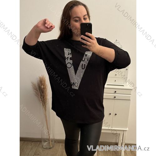 Tunika dlouhý rukáv dámská nadrozměr (XL/2XL/3XL ONE SIZE) ITALSKÁ MÓDA IMB22550