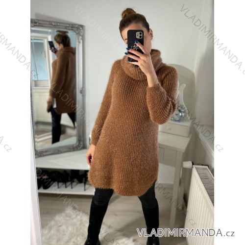 Women's Long Sleeve Turtleneck Knit Dress (S/M ONE SIZE) ITALIAN FASHION IMM22UN22172 S/M Brown