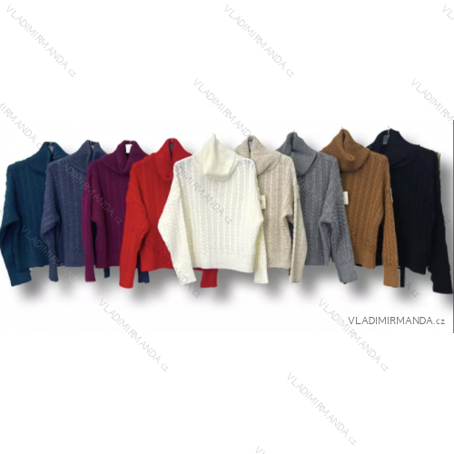 Svetr úpletový dlouhý rukáv dámský (S/M ONE SIZE) ITALSKÁ MÓDA IMP22003000070