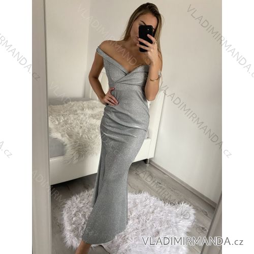 Šaty dlouhé elegantní společenské třpytivé carmen dámské (S/M ONE SIZE) ITALSKÁ MÓDA IMM2251196