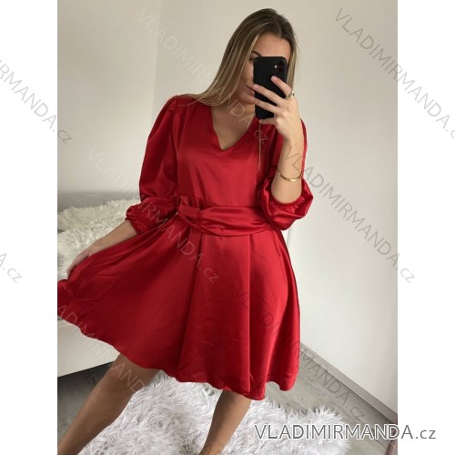 Šaty košilové dlouhý rukáv dámské (S/M ONE SIZE) ITALSKÁ MÓDA IMWB22192 M / L red