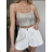 Women's Elegant Sparkly Sequin Strap Crop Top (S/M ONE SIZE) ITALIAN FASHION IMPBB22A58392