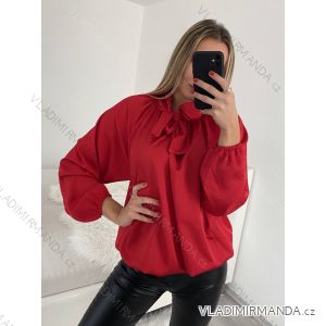 Women's Long Sleeve Satin Blouse (S/M/L ONE SIZE) ITALIAN FASHION IM322561/DR