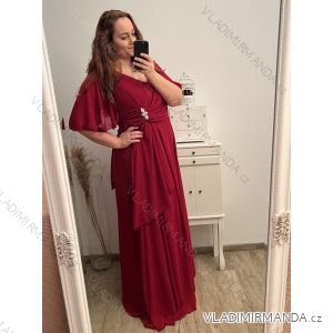 Šaty elegantní dlouhé krátký rukáv dámské nadrozměr (XL/2XL ONE SIZE) ITALSKÁ MÓDA IMPSH2280302/DU