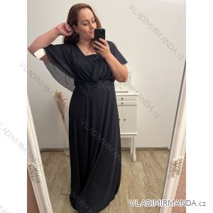 Šaty společenské elegantní krátký rukáv dámské nadrozměr (XL/2XL ONE SIZE) ITALSKÁ MÓDA IMPSH22L723/DU